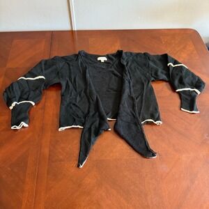 Promesa Womens black open cardigan white‎ trim Small